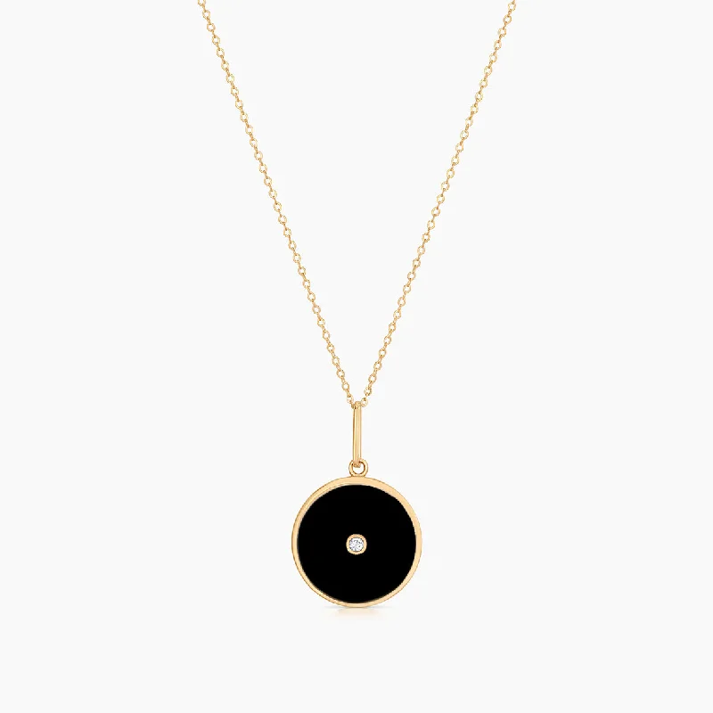 Modern silver necklaces for women -Balia Black Enamel Necklace