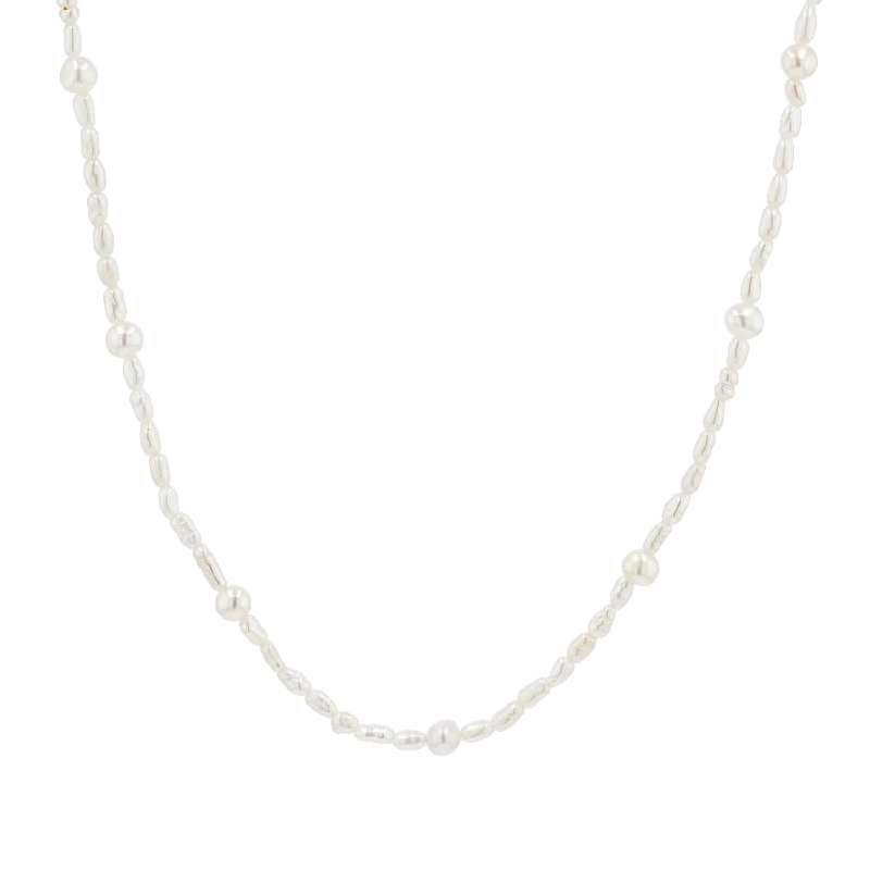 Designer gemstone necklaces for women -Dainty Pearl Station Necklace