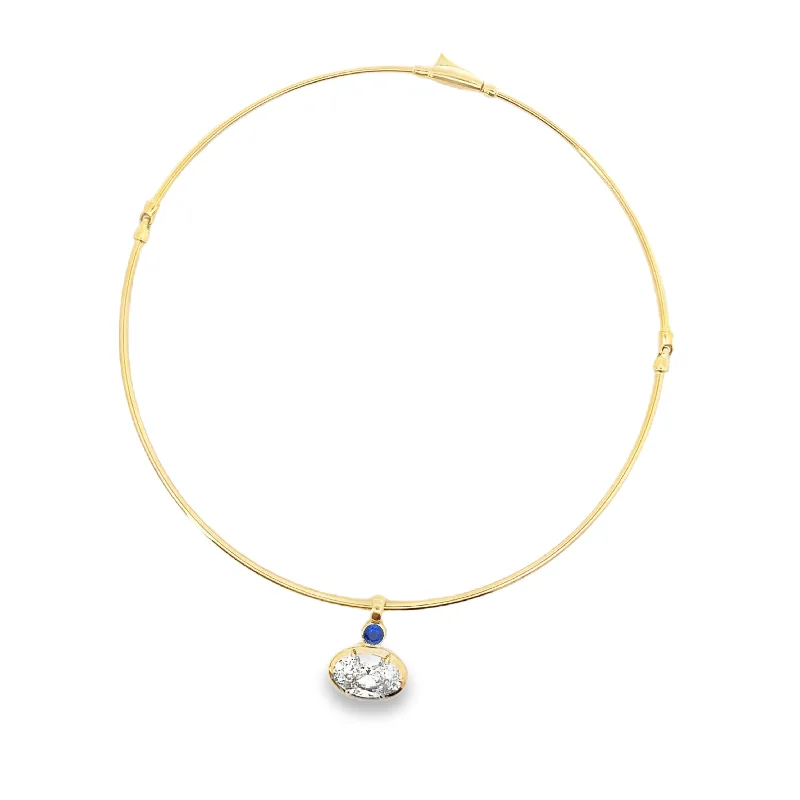 Romantic necklaces for women -Aspery and Guldag Oval Lab Grown Diamond Charm Choker Necklace