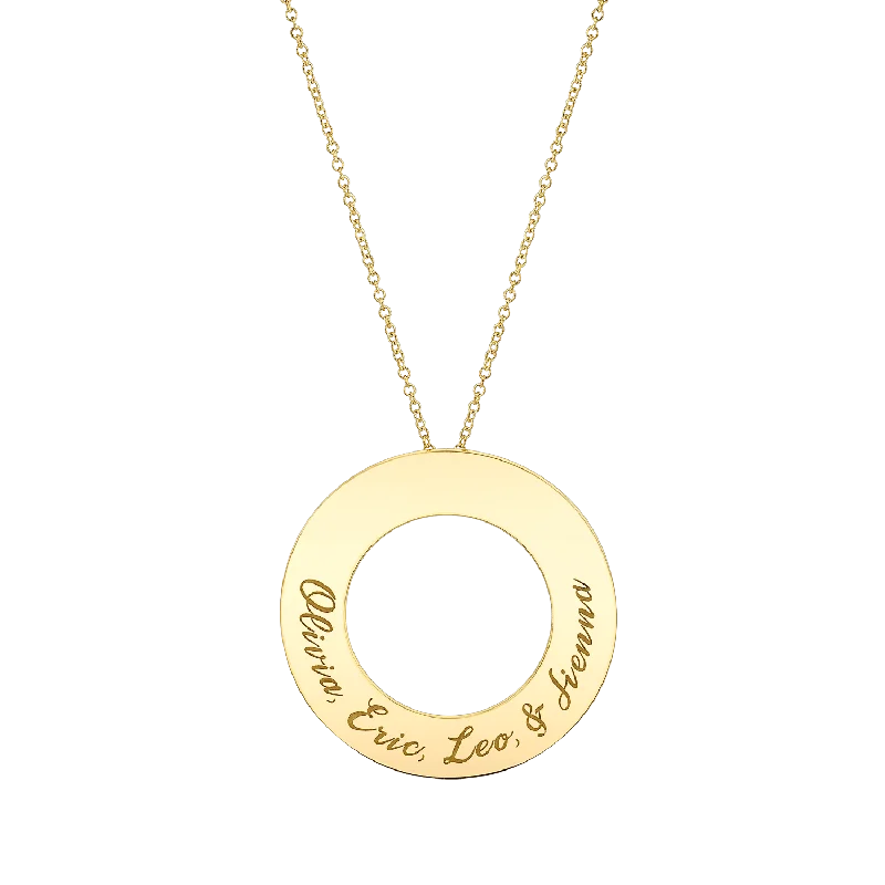 Geometric necklaces for women -Engraved Circle Disc Necklace