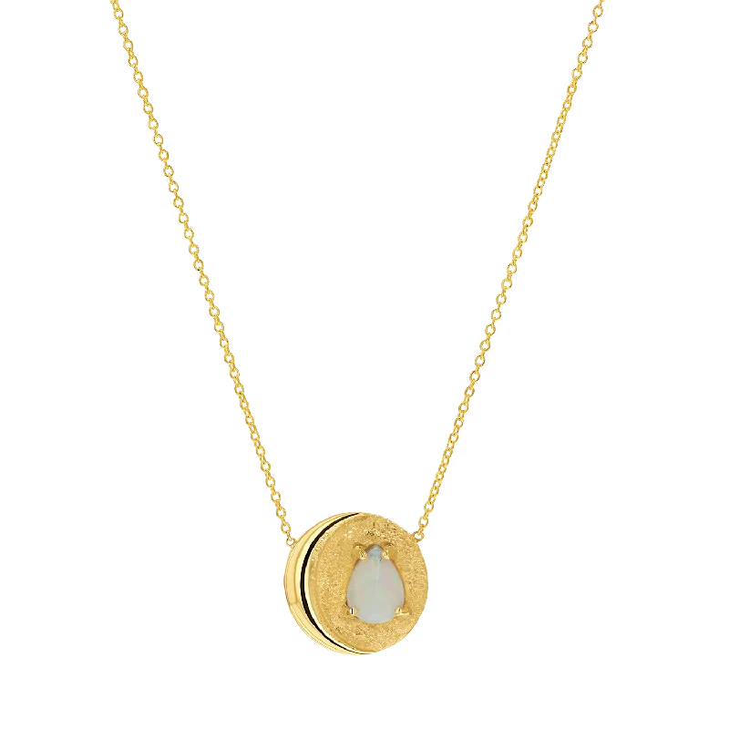 Custom engraved necklaces for women -Opal Moon Necklace