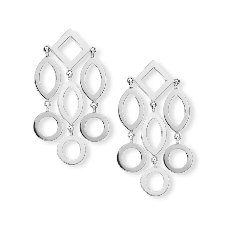 Statement earrings for women -Temple of Heaven Earrings Silver