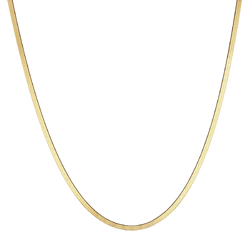 Chandelier necklaces for women -14K Gold Thin Herringbone Necklace 3mm