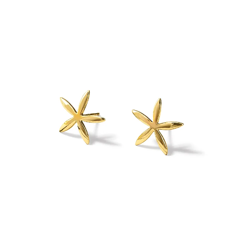 Sterling silver drop earrings for women -Estrela do Mar Medium Earrings Yellow Gold