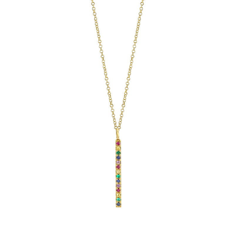 Trendy necklaces for women -Short Bar Rainbow Necklace