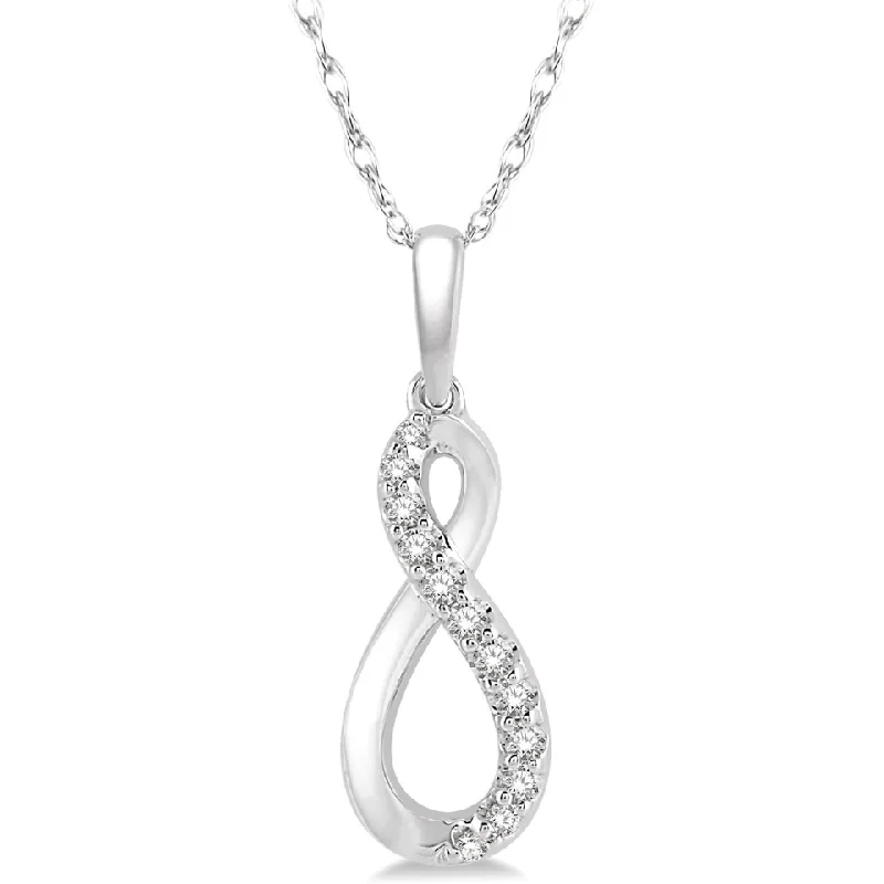 Bohemian necklaces for women -10k White Gold Diamond Infinity Pendant