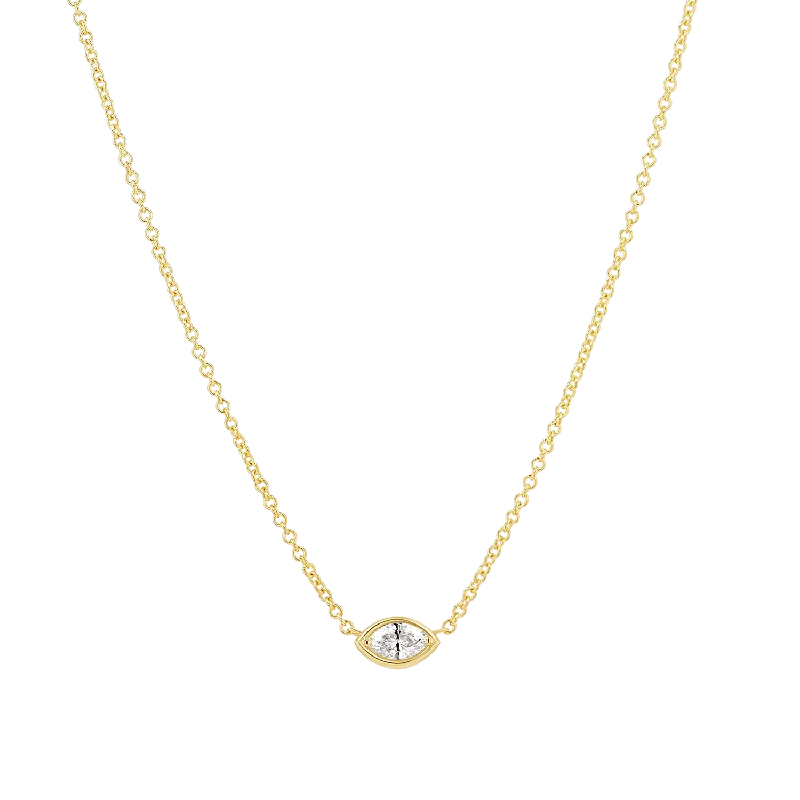 Silver necklaces with diamonds for women -Marquise Diamond Solitaire Necklace