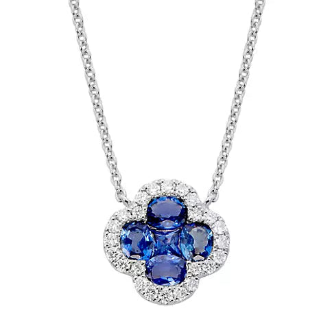 Choker-style necklaces for women -Shy Creation Diamond and Sapphire Clover Necklace