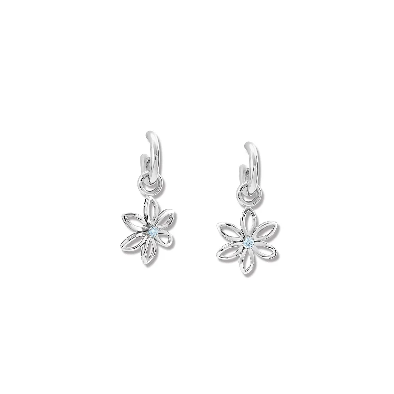 Crystal earrings for women -Fleur de Lys Earring Drops Silver - Blue Topaz