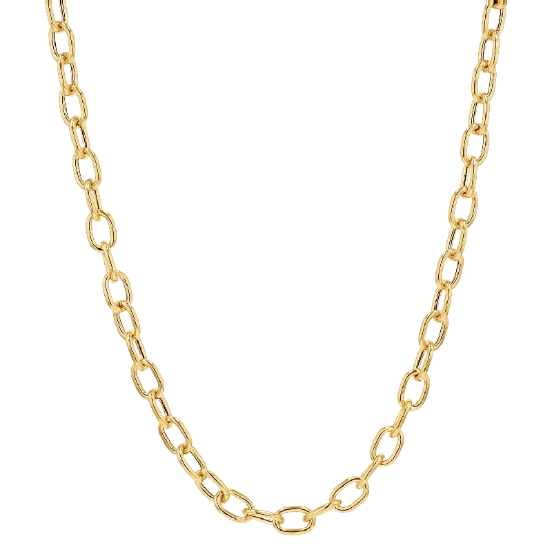 Silver and gold necklaces for women -Large Rolo Chain Necklace