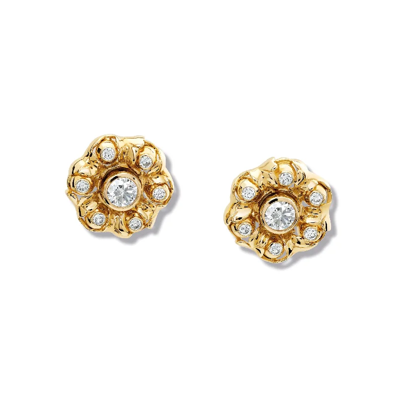 Minimalist earrings for women -Songe de Vaux Earring Halos Yellow Gold - Diamond