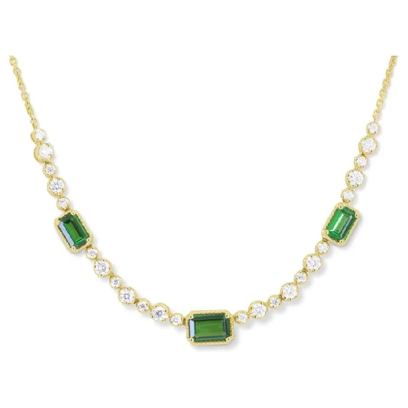 Birthstone necklaces for women -14K Yellow Gold Green Garnet Collar Necklace