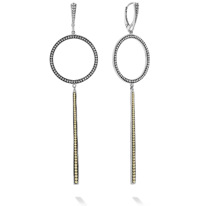 Matching earrings for women -Enso Two-Tone Circle Linear Drop Earrings