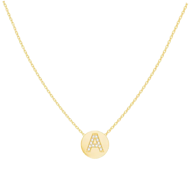 Custom engraved necklaces for women -Kids Diamond Initial Coin Necklace