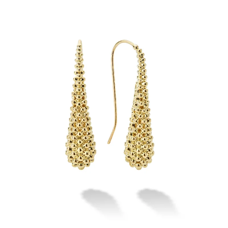 Bridal hoop earrings for women -Caviar Gold 18K Gold Caviar Drop Earrings