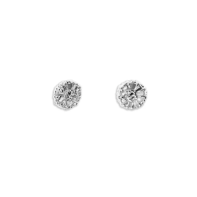 Bridal crystal earrings for women -Raffia Stud Earrings Silver