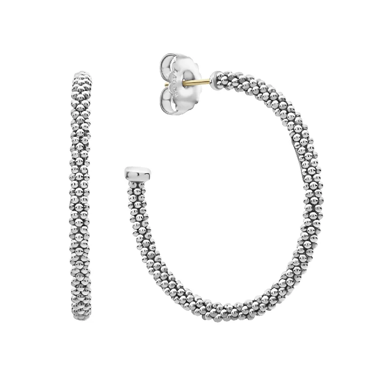 Diamond chandelier earrings for women -Signature Caviar Large Caviar Hoop Earrings