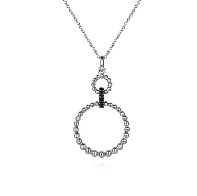 Designer gemstone necklaces for women -Gabriel Silver Black Spinel Bujukan Link Drop Necklace