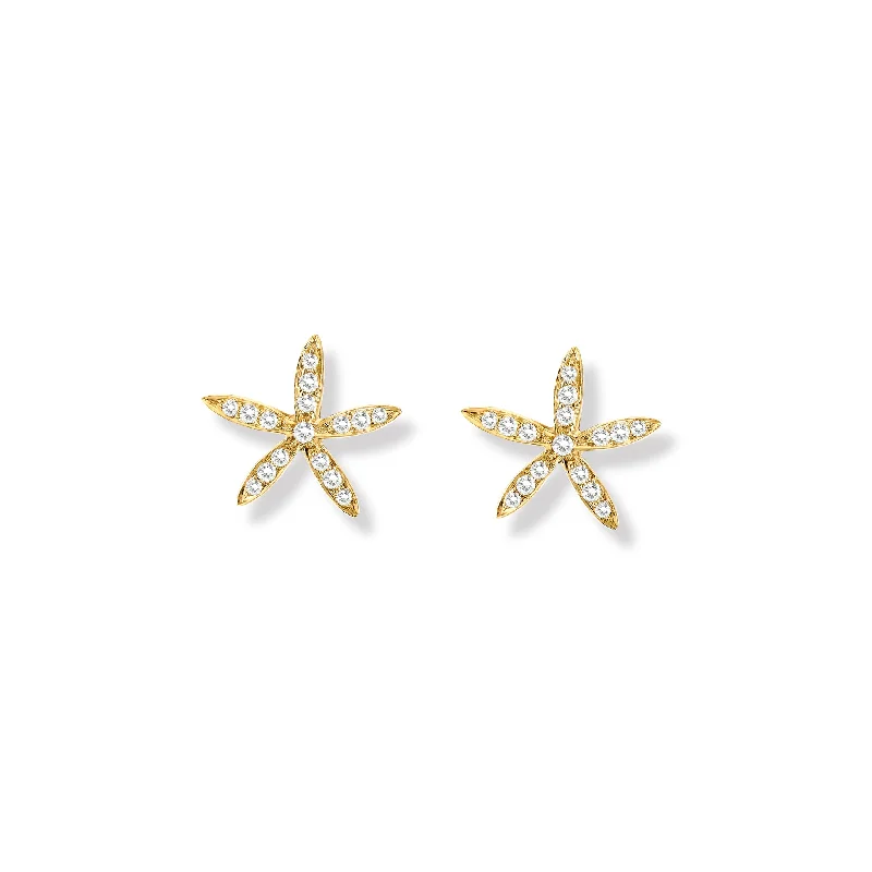 Designer drop earrings for women -Estrela do Mar Medium Earrings Yellow Gold - Diamond Pavé