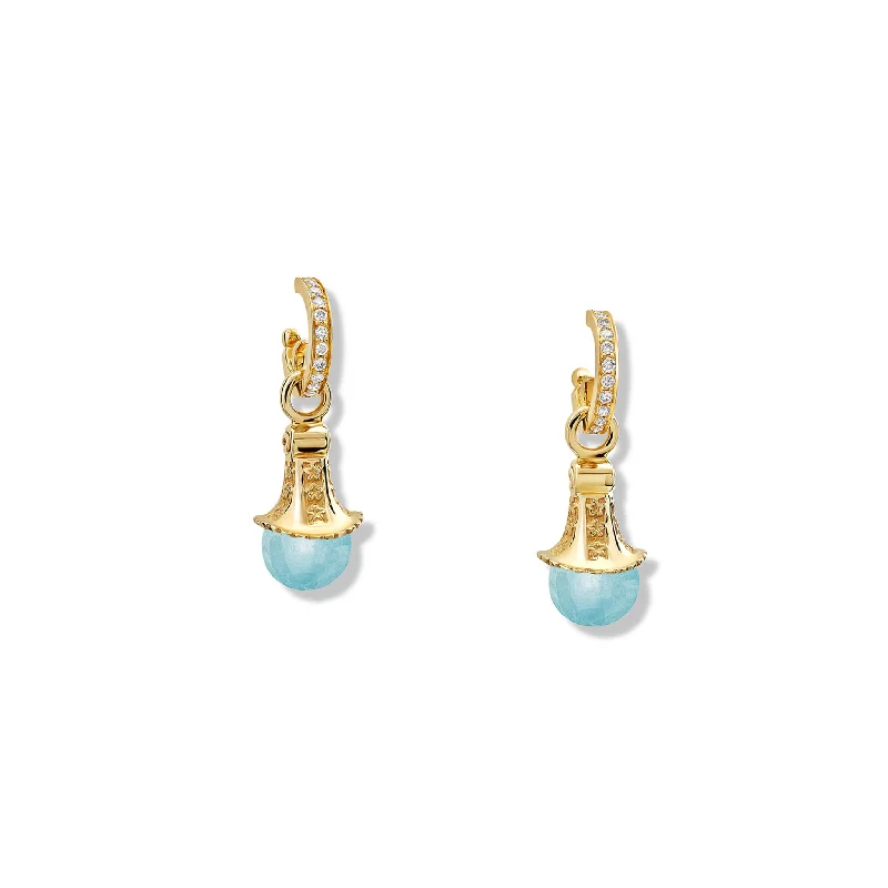 Simple earrings for women -Fouquet Earring Drops Yellow Gold - Aquamarine