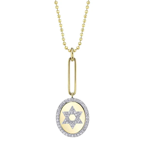 Birthstone necklaces for women -Shy Creation Star of David Faceted Ball Chain Necklace