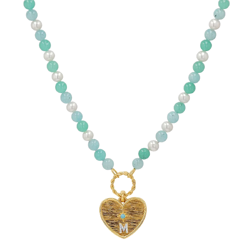 Gemstone drop necklaces for women -Pearl Aqua Connector Chain Necklace