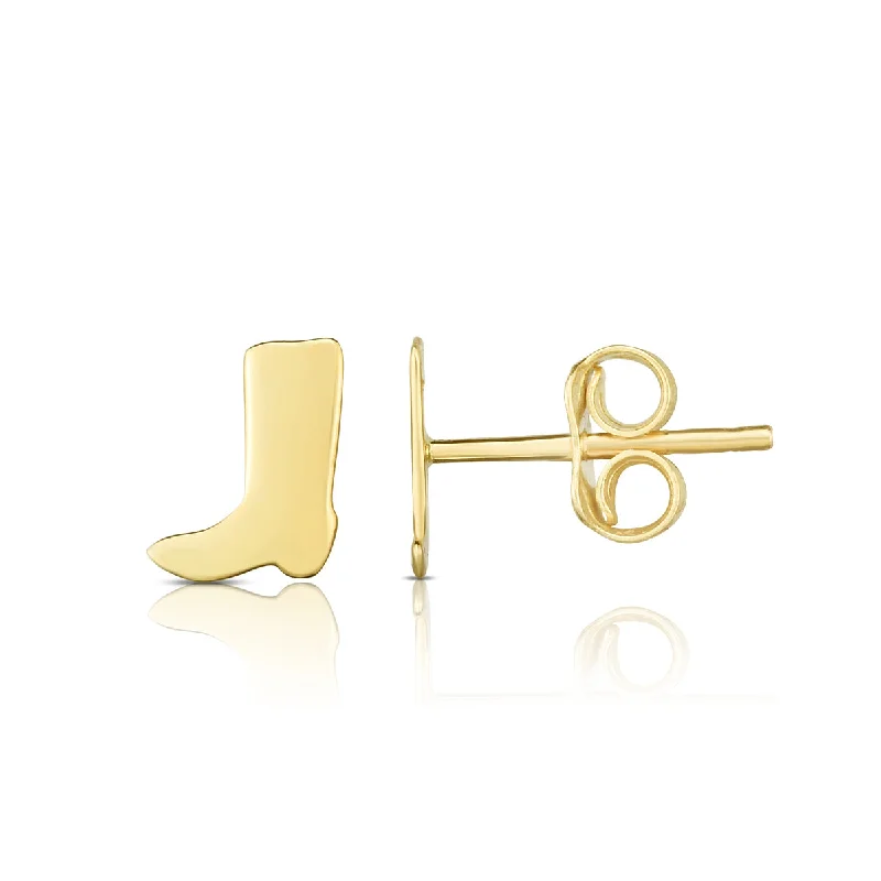 Designer stud earrings for women -14K Gold Cowboy Boot Stud Earrings