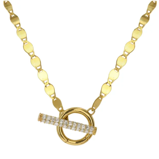 Gemstone drop necklaces for women -Rachel Reid Shimmer Diamond Toggle Necklace