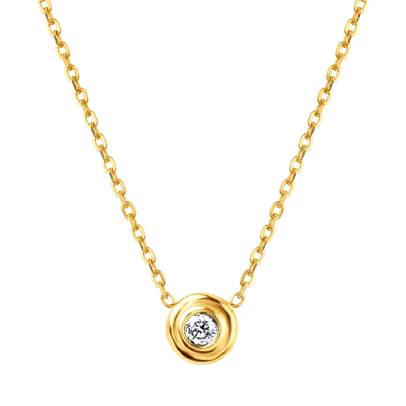 Gold-plated pendant necklaces for women -Step Bezel Solitaire Necklace