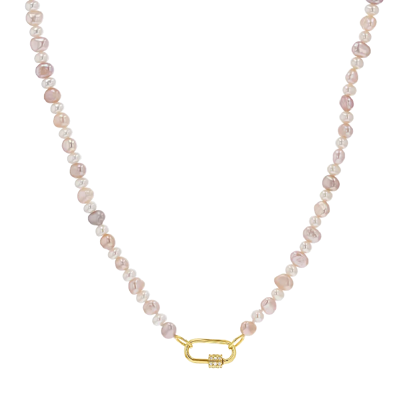 Long pendant necklaces for women -Blush and White Pearl Connector Necklace