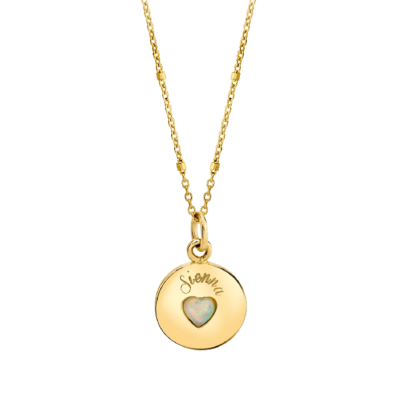 Adjustable pendant necklaces for women -Opal Heart Name Medallion