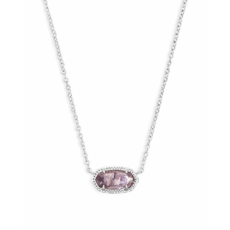 Personalised pendant necklaces for women -Kendra Scott Elisa Necklace in Rhodium with Amethyst Color