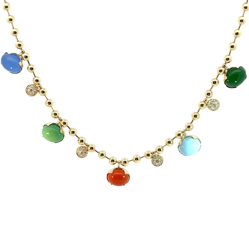 Gold and silver necklaces for women -Aspery and Guldag Cabochon Station Necklace