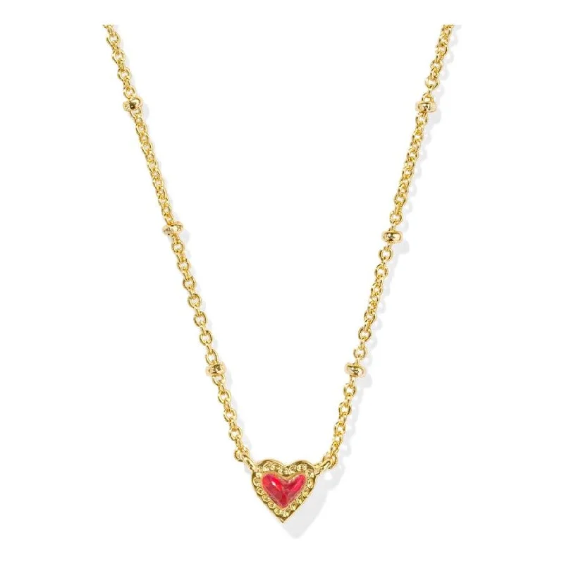 Silver chain necklace sets for women -Kendra Scott Mini Ari Gold Heart Necklace