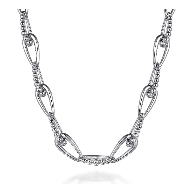 Wedding necklaces for women -Gabriel Silver Oval Link Chain Necklace with Bujukan Connectors