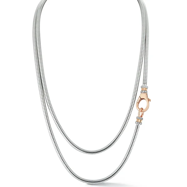 Classic necklaces for women -Walters Faith Sterling Silver and Rose Gold Diamond Boa Chain Necklace