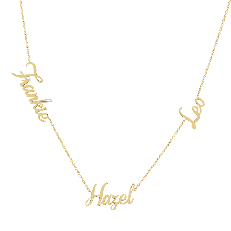 Classic gold necklaces for women -Trois Name Necklace