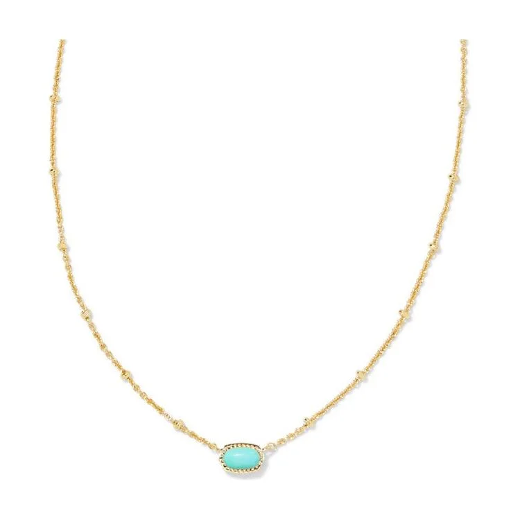 Colored gemstone necklaces for women -Kendra Scott Elisa Mini Gold Satellite Necklace in Mint Magnesite