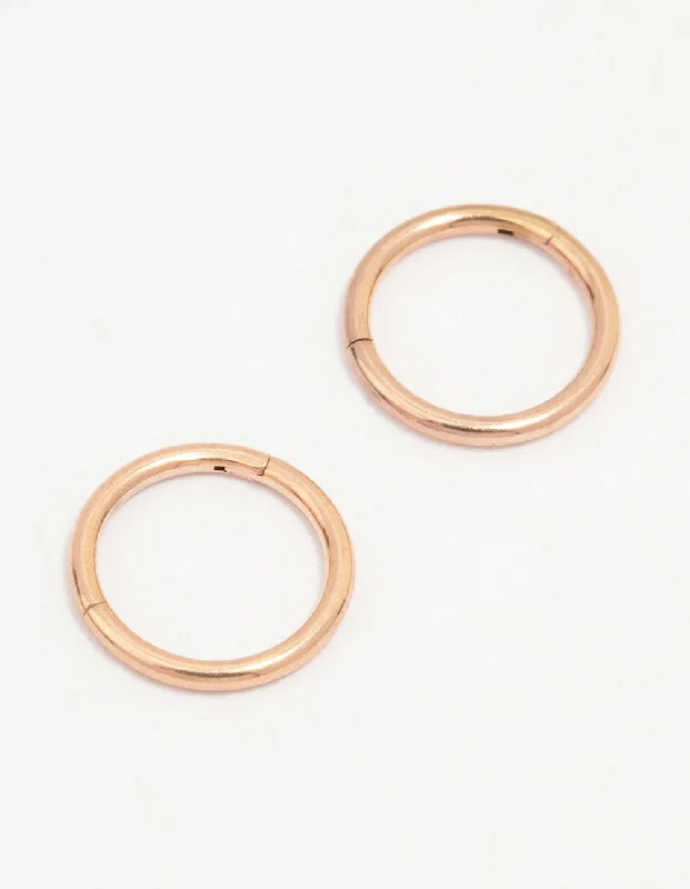 Drop earrings for women -Rose Gold Plated Surgical Steel Fine Sleeper Hoop Earrings