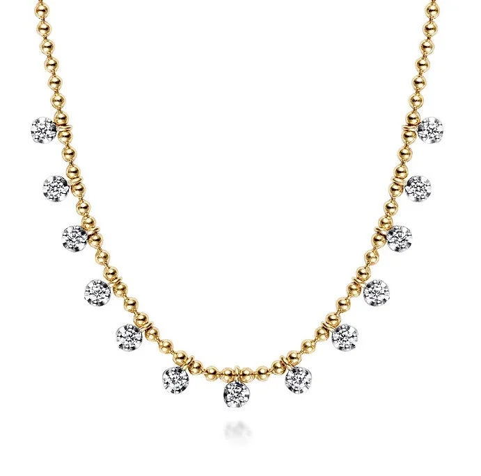 Fashion chokers for women -Gabriel 14K Yellow Gold Bujukan Diamond Droplet Necklace