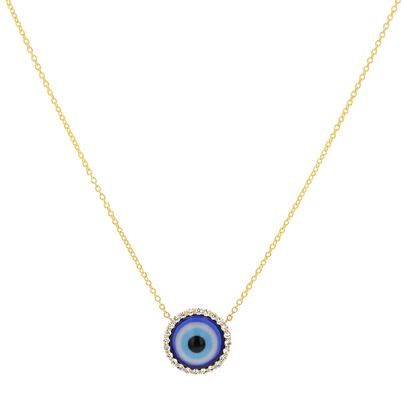 Vintage necklaces for women -Round Diamond Evil Eye Necklace