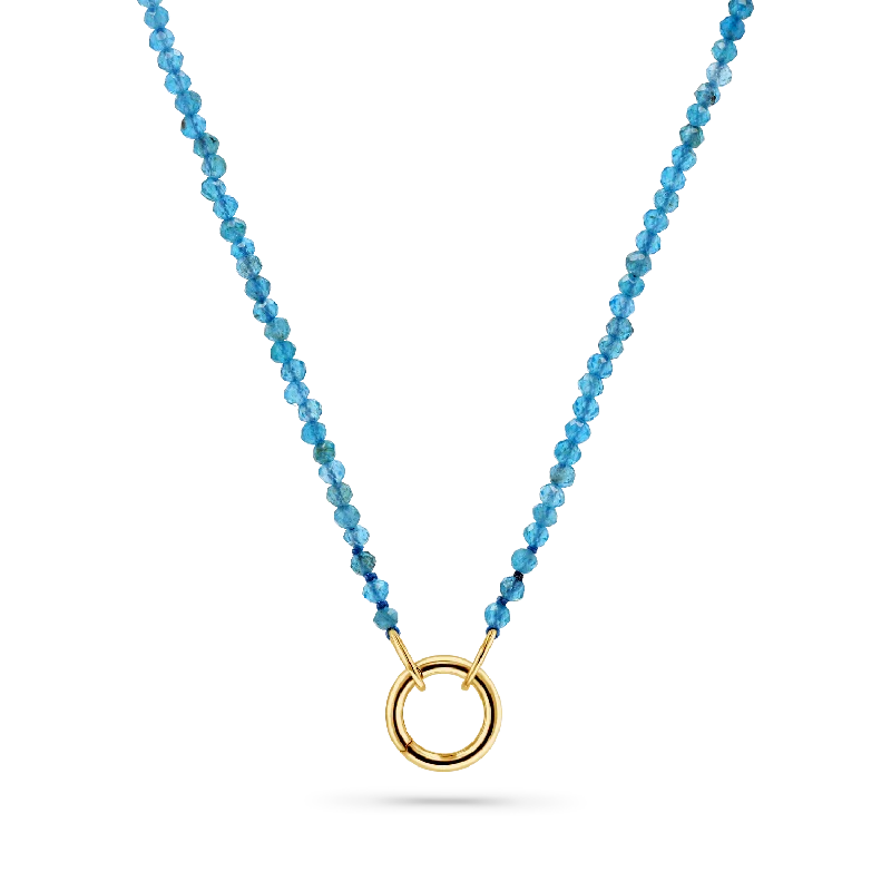 Modern silver necklaces for women -Blue Apatite Connector Necklace