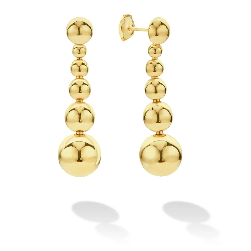 Pearl drop earrings for women -Caviar Gold Six Graduated Bead Drop Earrings