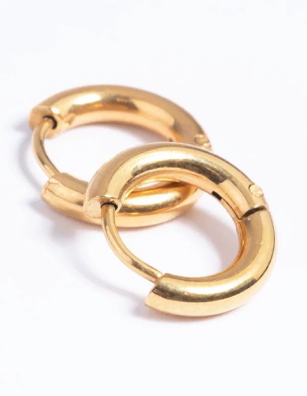 Round stud earrings for women -Gold Plated Surgical Steel Chunky Huggie Hoop Earrings