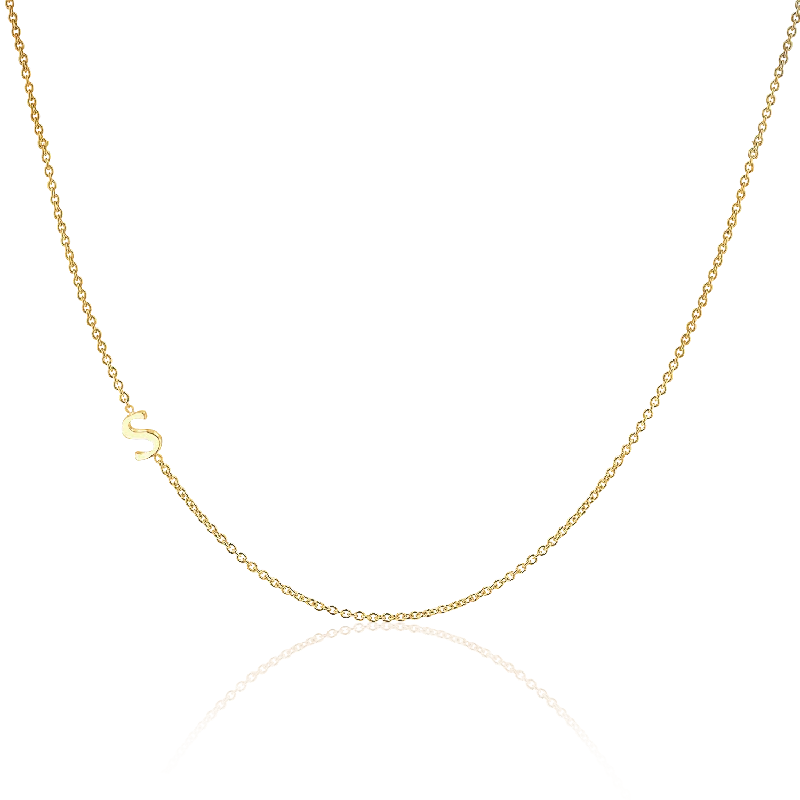 Choker-style necklaces for women -14K Gold Asymmetrical Initial Necklace