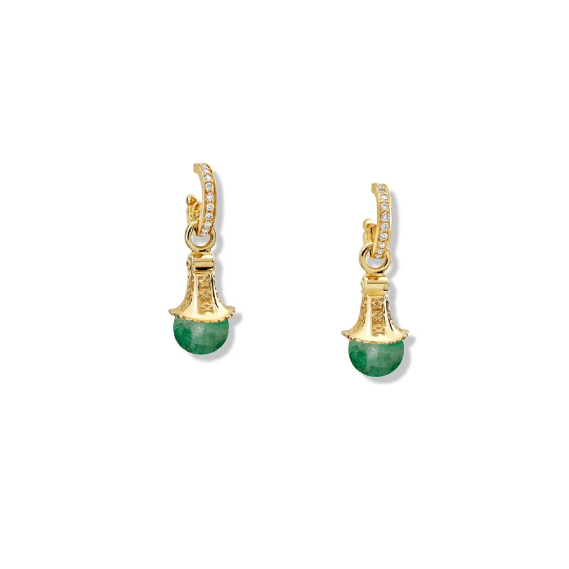 Rose gold earrings for women -Fouquet Earring Drops Yellow Gold - Emerald