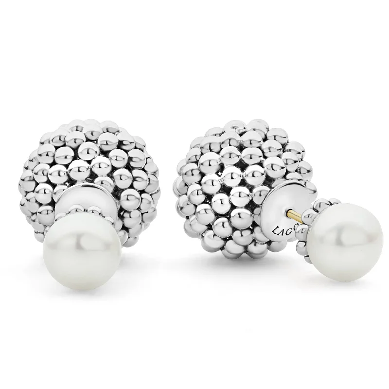 Diamond chandelier earrings for women -Signature Caviar Pearl Front-Back Earrings