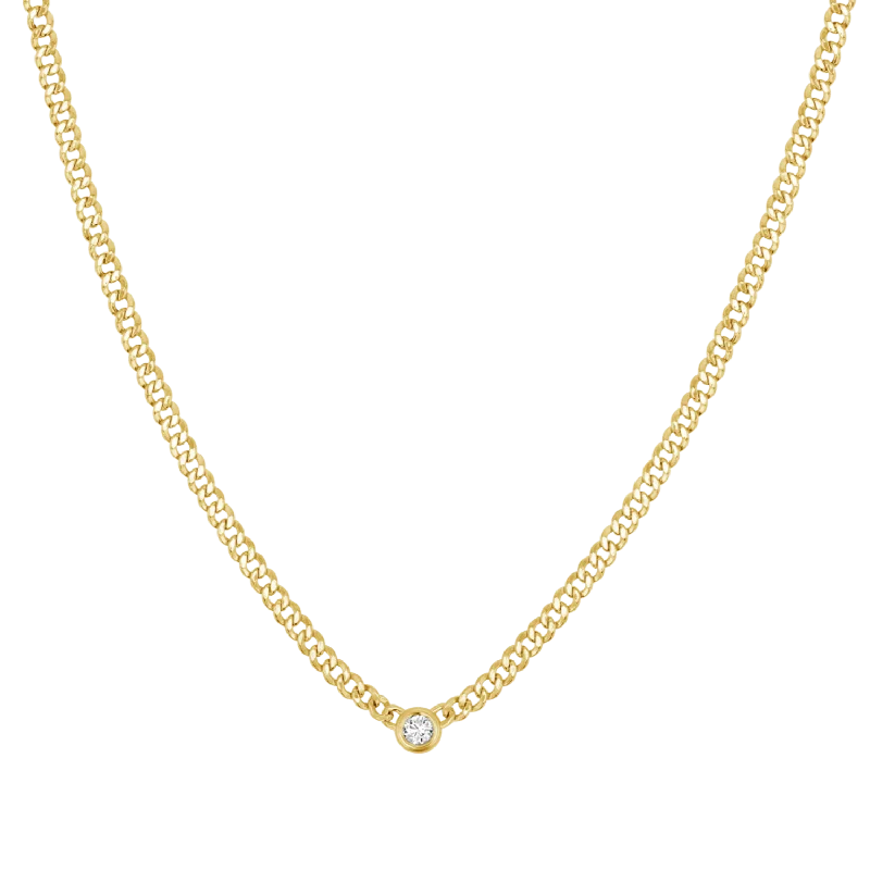 Personalized birthstone necklaces for women -Cuban Link Diamond Solitaire Necklace