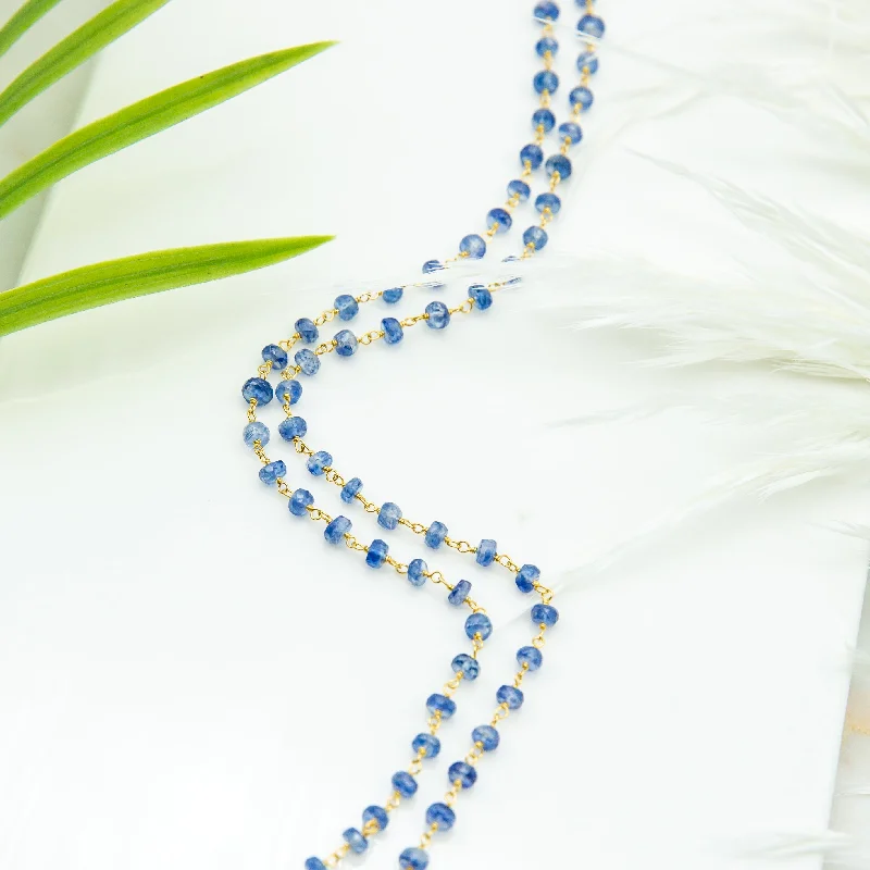 Silver heart necklaces for women -Blue Sapphire Long Necklace