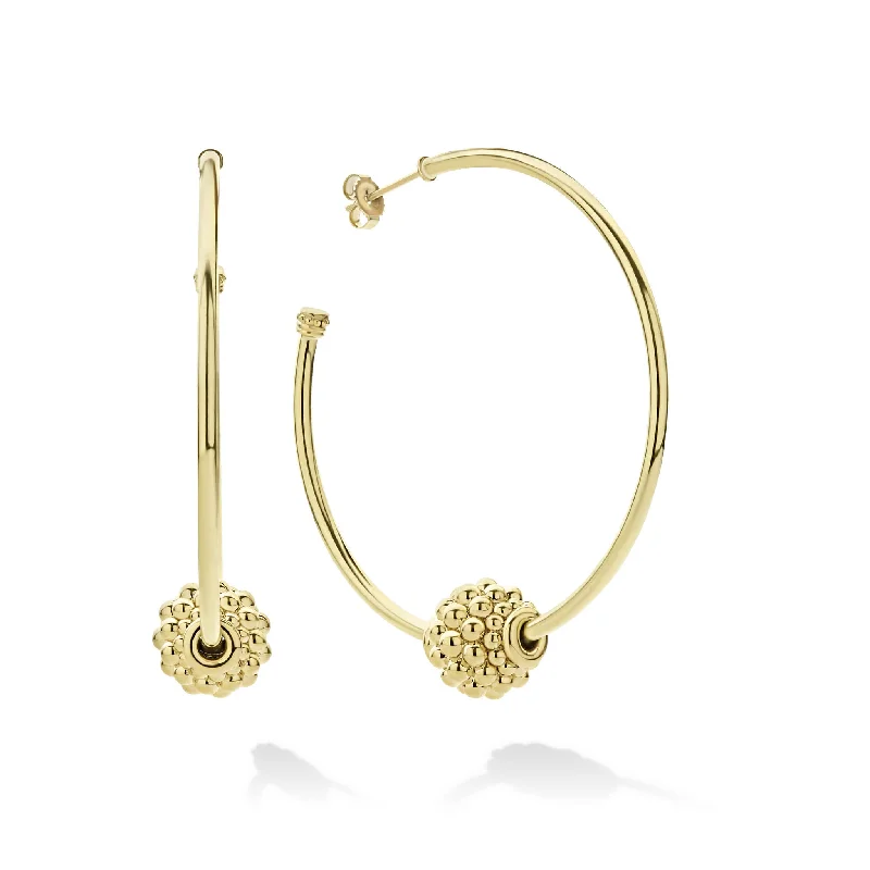 Large hoop earrings for women -Caviar Gold Medium 18K Gold Caviar Ball Hoop Earrings